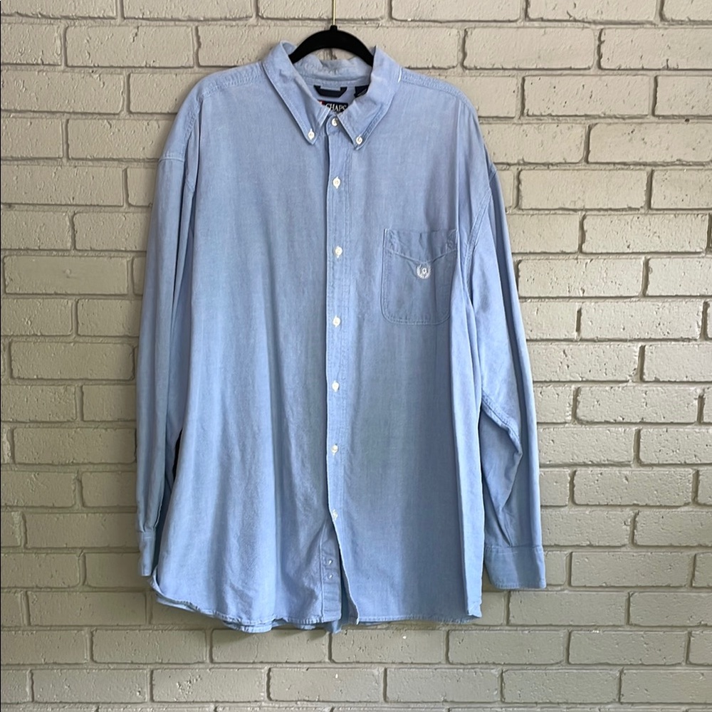 Chaps Blue Casual Button Down Shirt Oxford Style